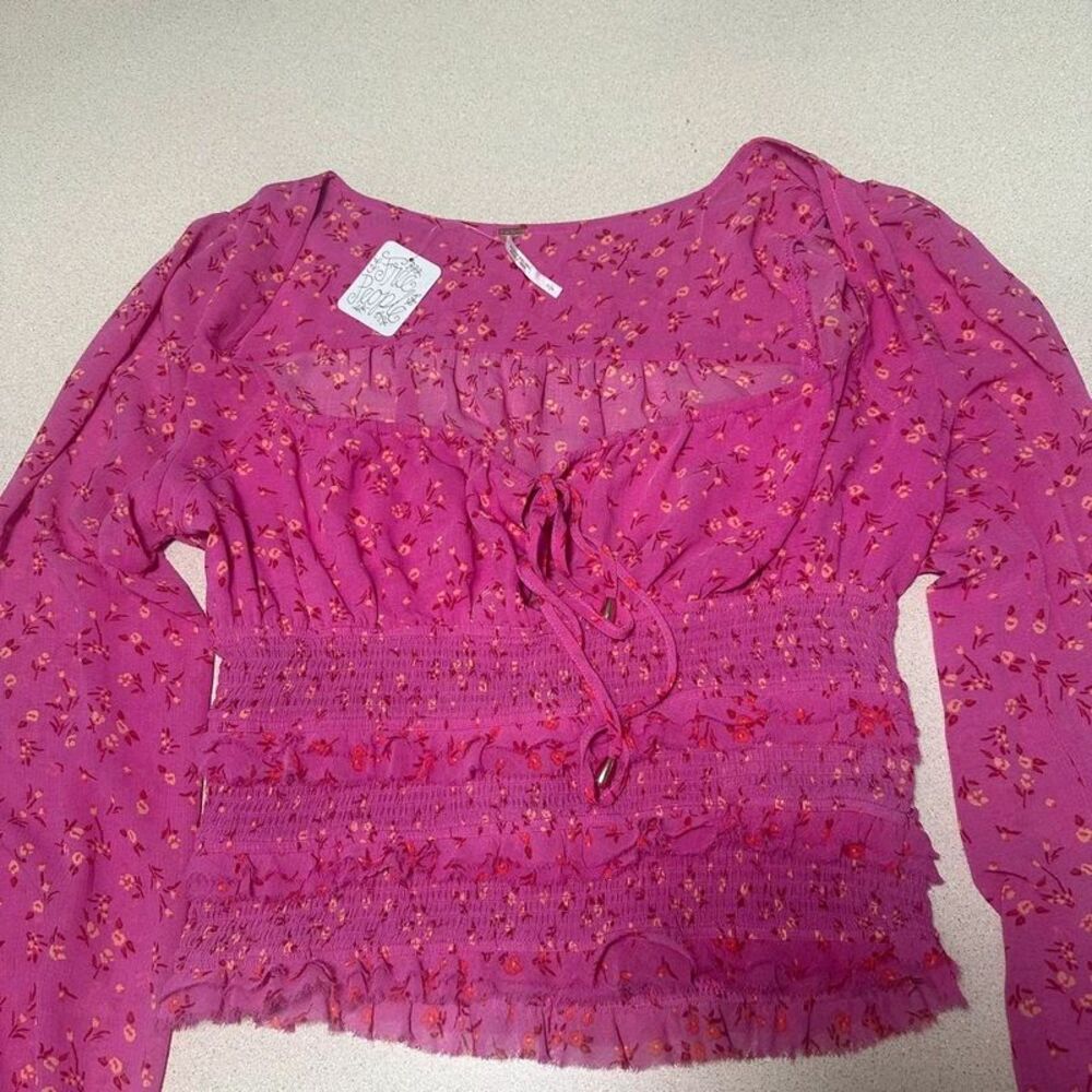 Free people pink lolita top floral blouse